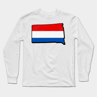 Red, White, and Blue South Dakota Outline Long Sleeve T-Shirt